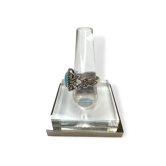 Vintage Avon Sterling Silver Ring Faux Turquoise Size 8.5 - Picture 2 of 8